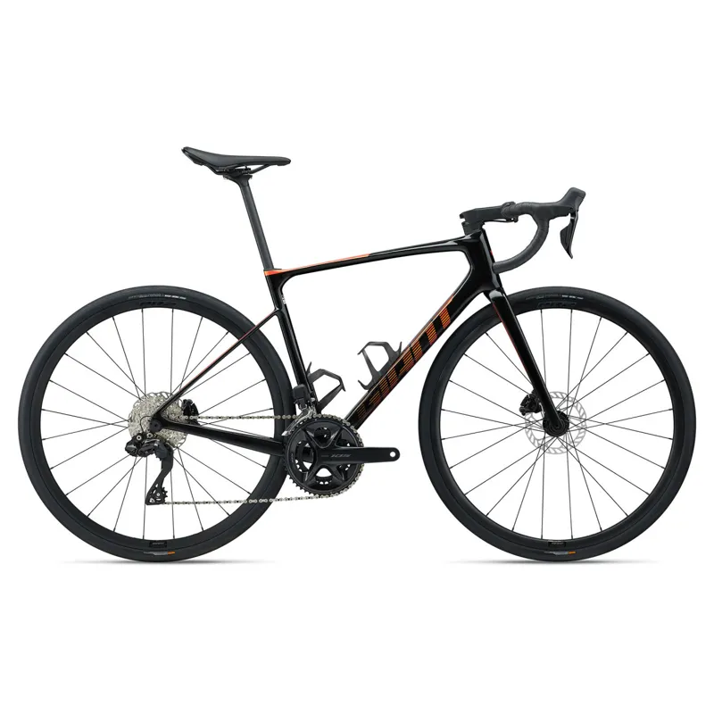 Giant Defy Advanced 1 Road Bike in Black/Helios Orange 2024